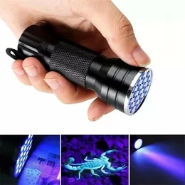 New Ultra Violet Black light 21 LED Flashlight UV Torch Lamp Light Mini Aluminum Portable UV Flashlight DHL FEDEX