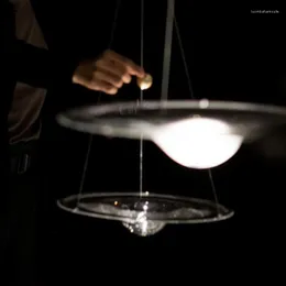 Lampadari Postmoderno Nordico Creativo Vetro Halo Lampadario Goccia d'acqua Increspature Disco volante Atrio El Bar Illuminazione ristorante a tema