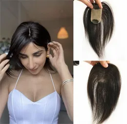 5 x 8 cm Kopfhaut-Topper, Seidenbasis-Haar-Topper, 2 Clips in Mini-Topper für Frauen, natürliche Farbe, um kahles oder weißes Haar zu verbergen