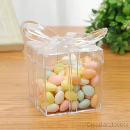 Gift Wrap Plastic Candy Box Transparent Bow Storage Square Upper And Lower Cover Opening Closing Wedding Packaging