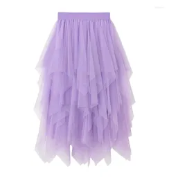 Skirts Jupe Longue Femmeew Autumn Style High Waist And Thin Super Fairy Bud Irregular Gauze Skirt A-line Princess