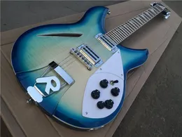 2023 guitarra elétrica personalizada, pescoço masculino de basswood, pau -rosa de pau -rosa, guitarra azul 12 strings guitarra elétrica