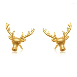 Studörhängen 24K Yellow Gold 999 Deer 3D Animal