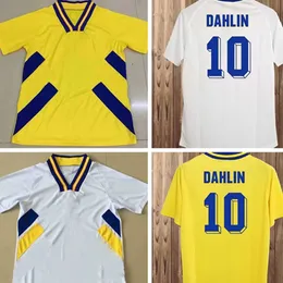 1994 SwEdeNs LARSSON Retro Soccer Jerseys National Team DAHLIN BROLIN INGESSON Home Yellow Away White Adult Football Shirts Uniforms classic vintage de foot