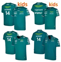 Camisas de futebol masculinas infantis Aston Martin Jersey T-shirt AMF1 2023 Official Mens Fernando Alonso T-Shirt Formula 1 Racing Suit F1 Shirt MOTO Motorcyc Tees 0228H23 16/26