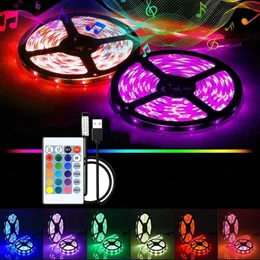 5M LED Strip Light USB RGB 5V LED RGB Lights Flexible LED Lamp Tape Ribbon RGB TV Desktop Screen BackLight Diode Tape D1.5