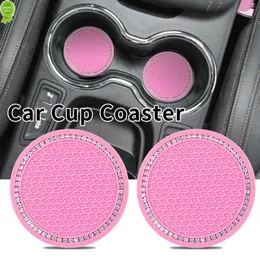 Novo 2PCS Universal Car Bling Cup Holder Inserir montanha-russa Acessórios para interiores de carro 2.75in Anti-Slip Pad Mat Silica Crystal Car Monta