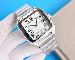 2023 Novo relógio quadrado de luxo de moda masculina de 40 mm Genebra real caixa de aço inoxidável e pulseira branca e pulseira de moda