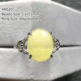Кластерные кольца натуральные желтые янтарные украшения для женской леди -мужчина Gemstone Love Подарочные хрустальные овальные бусины серебро регулируют размер