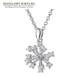 Anhänger Halsketten Neoglory Mode Zirkon Kette Weiße Schneeflocke Design Anhänger Weihnachtsgeschenke für Frauen 2023 W1
