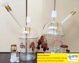 Oil Rig Cheech Cup Hokah Glass Tornado Percolator med ett par sköldpaddor Mini Glass Hookah Bongs