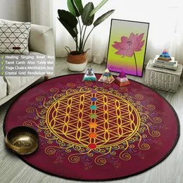 Carpets Seven Chakras Flower Of Life Round Rug Yoga Meditation Mat Thick Non-slip Galaxy Carpet Astrology Divination Oracle Card Pads