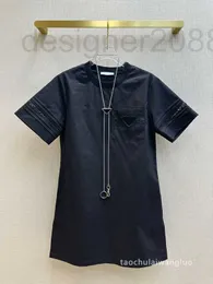 Lässige Kleider Designer Damen lässiges einfaches Mädchen-Spitzen-Patchwork-T-Shirt-Kleid D1RW