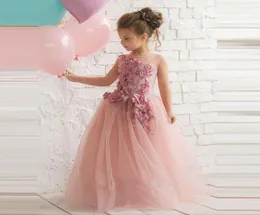 Blush Pink 2020 Flower Girl Dresses For Summer Weddings A Line Handmade Flowers Baby Long First Communion Dresses For Little Girls3724613