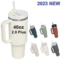 H2.0 New 40oz Mugs With Silicone Handle Lid Straw Stainless Steel Big Capacity Travel Car Cups Outdoor Vacuum Insulated Drinking Tumblers bb0315