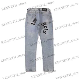 Jeans da uomo Jeans lavati con stampa a lettere per gli amanti degli uomini e delle donne dei pantaloni in denim high street T230314