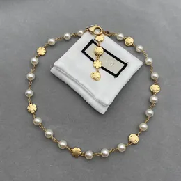 Mode Blumen Halskette Damen Designer Schmuck Goldkette Halskette für Frauen Luxus G Buchstaben Liebe Schmuck mit Perle Hochzeit Party Geschenke