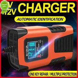 New Car Battery Charger 6A 12V Pedal Lead-acid Battery Full Intelligent Repair Multi-purpose Fast Power Charging LCD Display