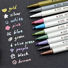 PC Metallic Colored Ink Water Chalk Pen for Scrapbook Po Ritning Akvarell Art Marker Gel Pens Stationery