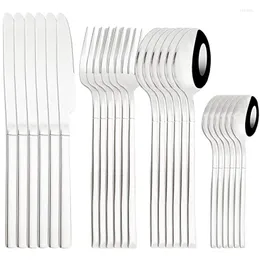 식기 세트 Baltens 24pcs Silver Cutlery Set Mirror Knip Fork Tea Spoon Stainless Steel 테이블 웨스턴 주방은 제품