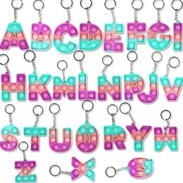26 Letters Numbers Sensory Fidget Pop Bubble Poppers Key Ring Alfabetform Push Bubbles Popper Bräda Keychain Finger Puzzle CH2094
