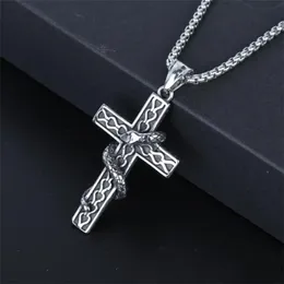 Silberbeschichtketten Halsketten Edelstahl Punkschädel Halskette Anhänger für Männer Männliche Gothic Jewelry Boy Geschenkketten