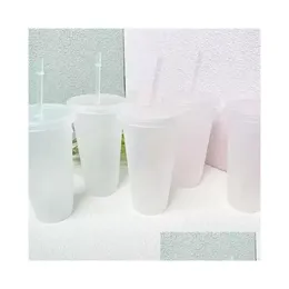 Tumblers 24oz Clear Cup Plastic transparante Tumbler zomer herbruikbare koud drinken koffie sap mok met deksel en st fy5305 druppel deliv dh7rv