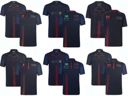 2023 New F1 Redbulls 드라이버 티셔츠 포뮬러 1 블랙 레드 팀 레이싱 폴로 셔츠 티셔츠 여름 모터 스포츠 팬 남성 여자 티셔츠 저지