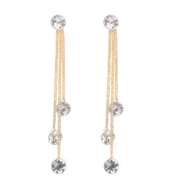 Ciondola orecchini lampadario moda gioielli strass lucido lunga catena Stud regalo lineare