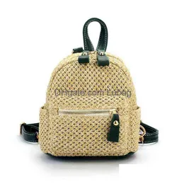 Вечерние сумки str Женские рюкзак рюкзак цепь мини -плетение плетения Hollow Beach Girls Satchel Schoolbag Fashion Fashion Small Rucksack Drop Deli Dhymf