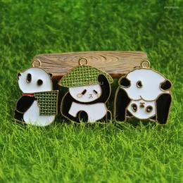 Charms 10st söta Panda Emaljhänger Animal Crafts Diy Jewelry Making Armband Halsbandörhängen Handgjorda tillbehör