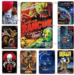 Retro Halloween Metal Painting Sign Horror Movie Theme Shabby Metal Painting Targhe in metallo Wall Art Man Cave Film Theatre Club Home Decoration 30X20cm W03