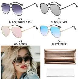Novo desfile de moda feminina e masculina Óculos de sol da marca Quay especialmente projetados com top de vidro estrela caixa de cinto protetora UV400
