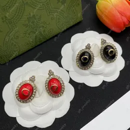 Lyxdesigner mode studörhängen aretes orecchini för kvinnor bröllopsfest födelsedagspresent smycken svart röd valfri hög kvalitet med låda