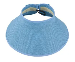 Visiere parasole pieghevoli Cappello da spiaggia da donna Cappelli di paglia a tesa larga Cappello estivo con protezione solare UV Cappello con visiera arrotolabile Coda di cavallo per i viaggi