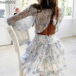 Sukienki swobodne Boho inspirowane harlow kwiatowy druk szaleństwo sukienki backless sukienki dla dekoltów mini letnia sukienka panie 2022 sukienka imprezowa W0315