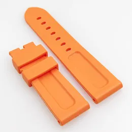 24mm Orange Silicone Rubber Watchband 22mm Pin Buckle Lug Strap Fit For Pam Pam 111 Luminor Radiomir Wirstwatch