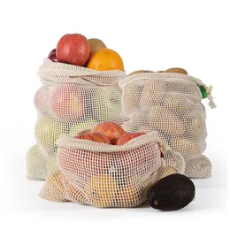 Borse per imballaggio Borsa a rete per frutta e verdura Borsa a rete riutilizzabile in rete di cotone organico sostenibile ed ecologica