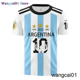 Wangcai01 DIY T-shirt 2022 Arjantin Bayrağı 3D Baskı T-Shirts Street Giyim Spor Giyim Tshirt Kadın Erkekler Yeni Arjantin Şampiyonu 10 Büyük Boy Teps Tee Shirt 0315H23