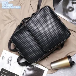 Bolso de hombro para hombre al por mayor de fábrica 2 estilos Mochila de moda tejida a mano Deportes al aire libre y viajes de ocio Mochilas de cuero Bolso a cuadros de tendencia callejera 4098 #