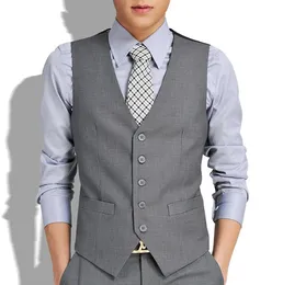 Men's Vests Rompi Setelan Pria Slim Fit Kasual Bisnis Formal Hitam Abu-abu Kedatangan GiletMen's