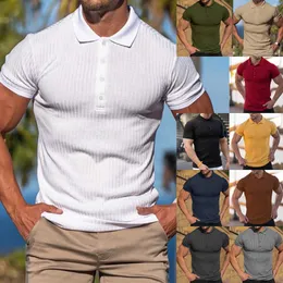 Herr t-shirt herr sommarsport fitness fritid elastisk vertikal kort ärm polo skjorta män