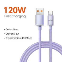 6A 120W carga rápida USB tipo C Cable de datos Cable cargador para Samsung Galaxy Z Fold 4 Huawei P50 Pro Xiaomi 25/100/150/200CM