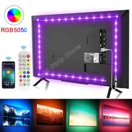 LED 스트립 LED 스트립 라이트 USB BLUETOOTH 5V 5050SMD LED RGB 조명 유연한 LED 램프 테이프 리본 RGB 룸 TV 데스크탑 스크린 백라이트 P230315