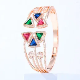 Bangle Godki Trendy Luxury 5 rzędów duże odważne mankiety dla kobiet ślub cyrkon Crystal CZ Dubai Bransoletka biżuteria 2023