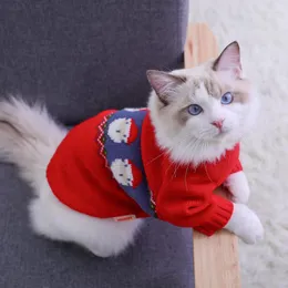猫の衣装2023クリスマスセーターペットの服小さな犬冬暖かい秋のコートピンクドレス女性