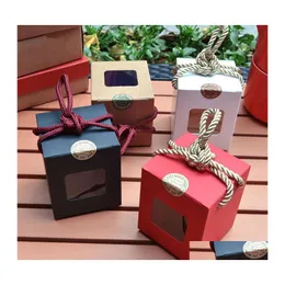 Gift Wrap Creative Design Kraft Paper Box med Clear Window Honey Jam Tea Brown Sugar Candy Rope LX0232 Drop Delivery Home Garden Fe Dhzis