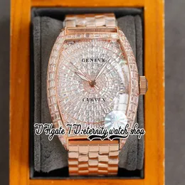 TWF V2 CINTREE CURVEX Automatyczne męże zegarek Rose Gold Borged Baguette Cut Diamonds obudełka Diamentowa Wybór Bransoletka ze stali nierdzewnej Super Eternity Watches