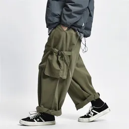 Men's Pants Multi Pocket Cargo Pants Mens Work Pants Safari Style Casual Wide Leg Pants Men Solid Color Baggy Trousers 230316