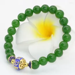 Strand Design 8mm Fashion Green Chalcedony Jades Natural Stone Round Beads Women Bracelets Fine Jewelry Making 7.5inch B2703